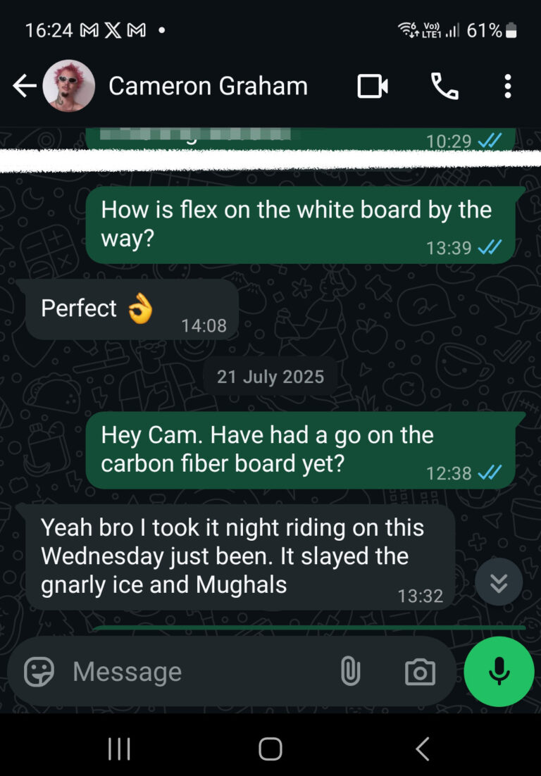 New Zealand made snowboard testimonial