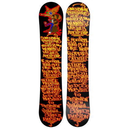 Made in New Zealand snowboard, by Candleman, Crackoon graphic