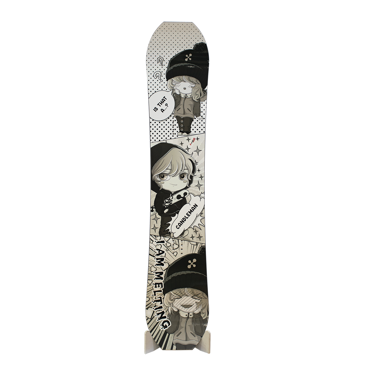 New Zealand made snowboard by Candleman Snowboards, Melting graphic, CREW qCamber geometry